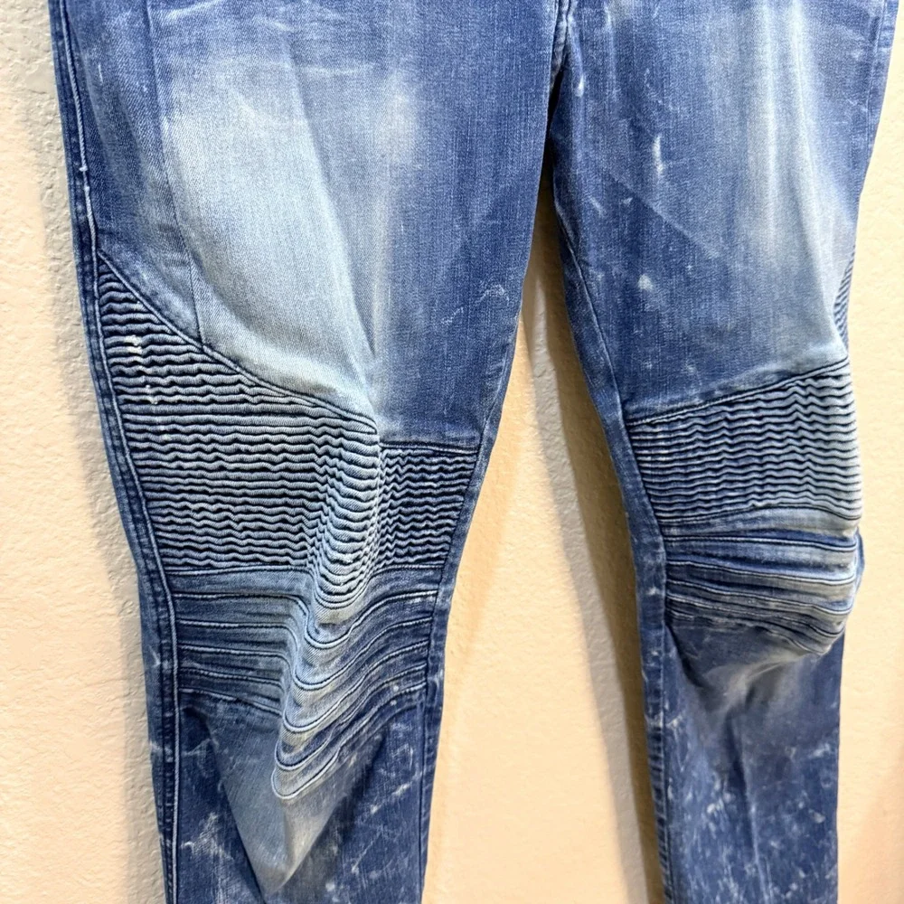 Robin's Jean Mens Blue Denim Biker Moto Jeans Zipper Detail Size 36 USA Made